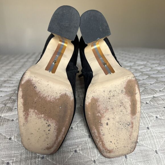 Sam Edelman Jaye Black Suede Heeled Platform Boots Booties Women’s 6 Side Zip - Picture 14 of 16